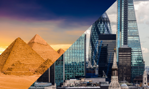 Picture of the pyramids alongside london